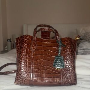 Tory Burch Brown Croc-Embossed Satchel